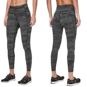 Lululemon Fast & Free 7/8 Tight II *Nulux 25" Meisai White Black Size 6